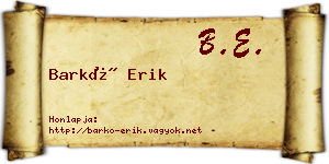 Barkó Erik névjegykártya