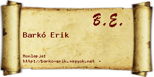 Barkó Erik névjegykártya